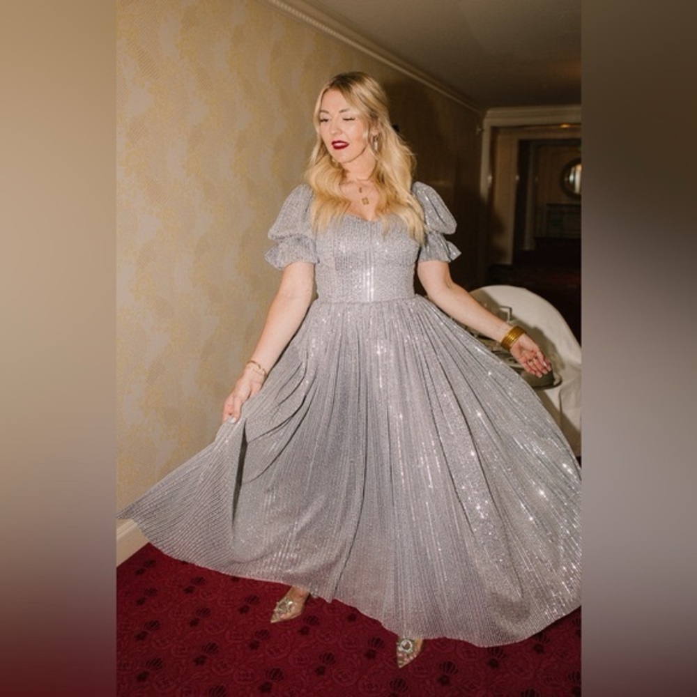 Ivy City Co Clara Dress in Gunmetal Sequins - Medium